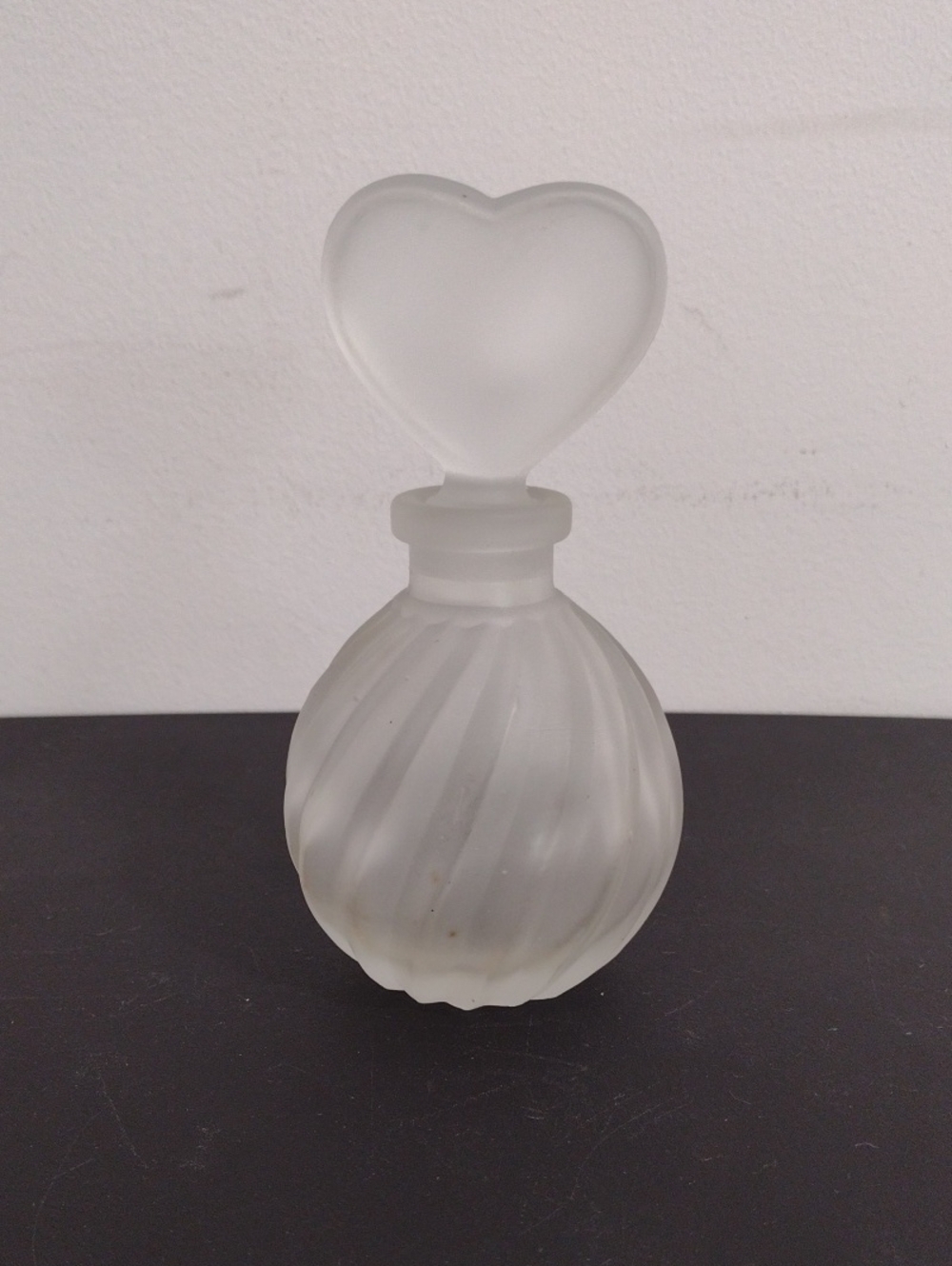 Two's Company Frosted White Heart-Top Glass Bottle